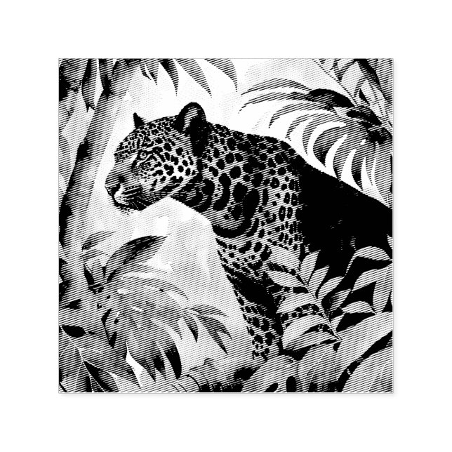 Carimbo Auto Entintado Selva de Floresta Botânica Jaguar (Design)