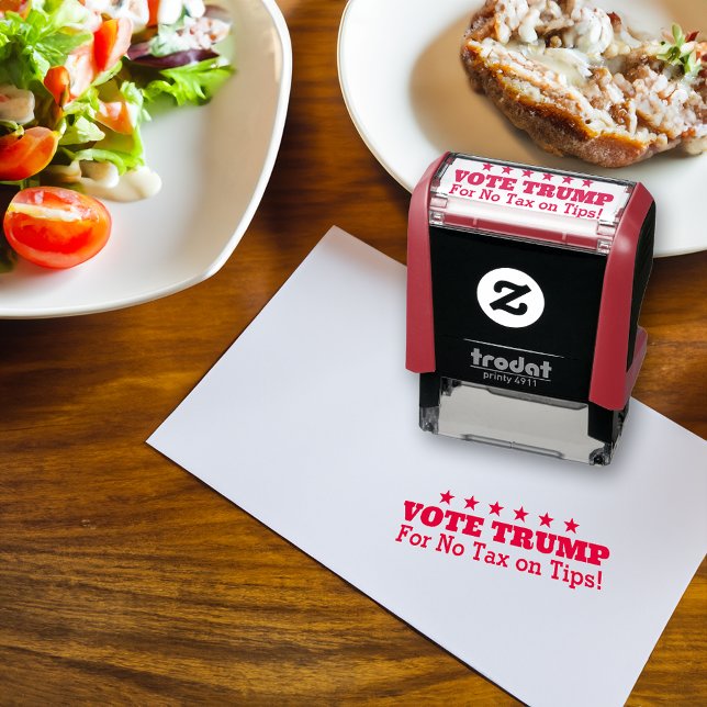 Carimbo Auto Entintado Sem Imposto sobre Dicas Votar Trump 2024 Recebimen (vote trump for no tax on tips rubber stamp)