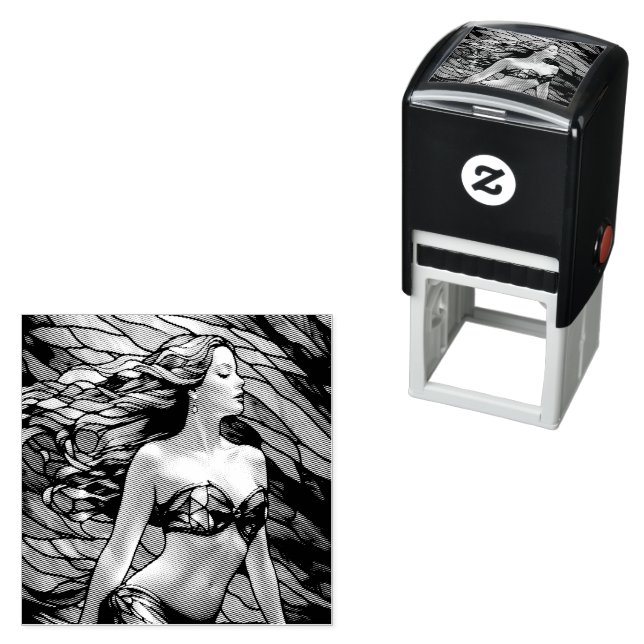 Carimbo Auto Entintado sereia arco-íris de vidro retido (In Situ)