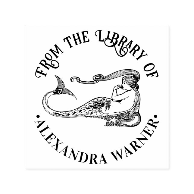 Carimbo Auto Entintado Sereia sensual Sirene descansando Nome do livro da (Design)