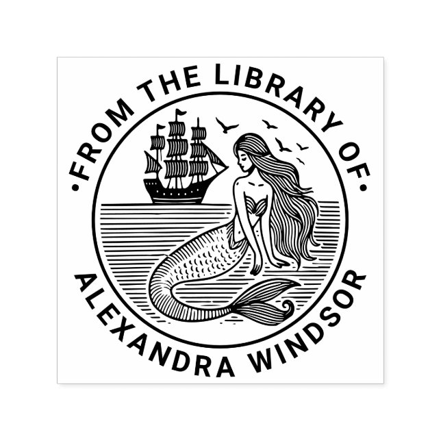 Carimbo Auto Entintado Sereia sensual Sirene, Nome do Livro da Biblioteca (Design)