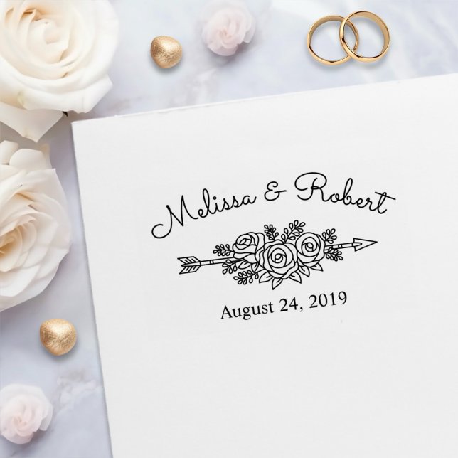 Carimbo Auto Entintado Seta Floral Tribal Salva o Casamento da Data (Criador carregado)