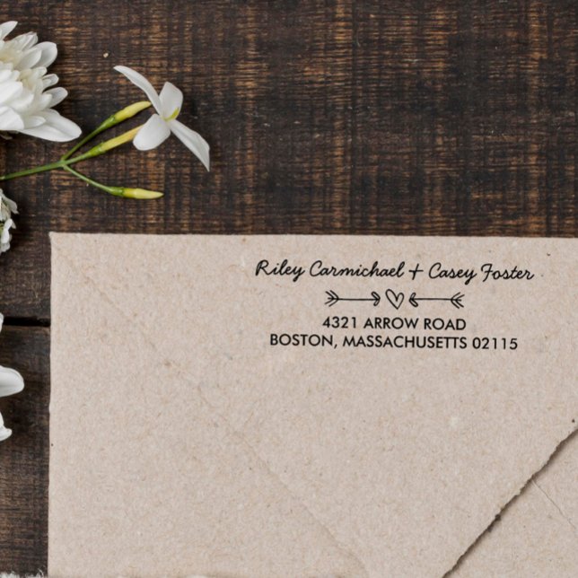 Carimbo Auto Entintado Setas rabiscadas e Nome e Endereço Romântico do Co (Criador carregado)