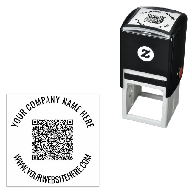 Carimbo Auto Entintado Seu nome de código QR Site Round Stamp Modelo (In Situ)
