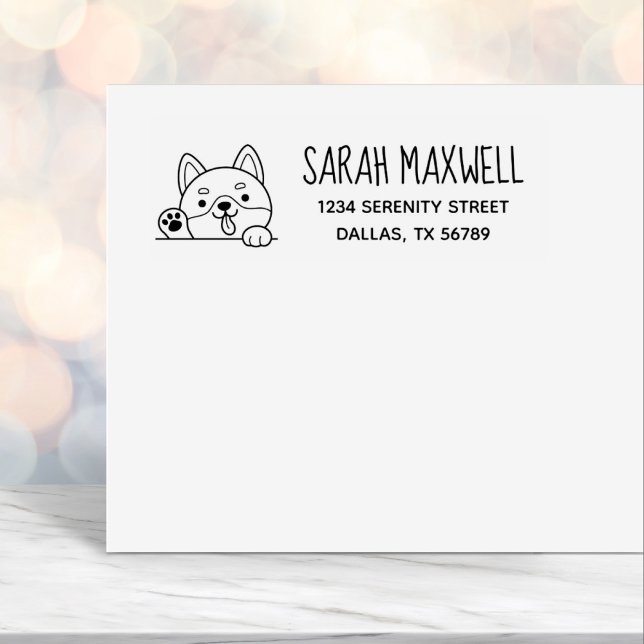 Carimbo Auto Entintado Shiba Inu Pet Endereço Cheio (Criador carregado)