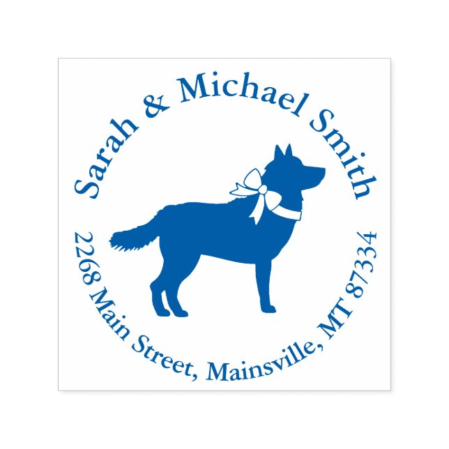 Carimbo Auto Entintado Siberian Husky Dog Chá de fraldas Puppy Blue Boy (Design)