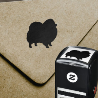 Carimbo Auto Entintado Silhouette de Cachorro Pomerano
