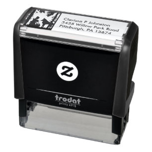 Carimbo Auto Entintado Silhouette Riding Hood Tres Woods Bird Wolf