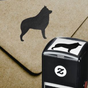 Carimbo Auto Entintado Silhueta da Raça de Cachorro Schipperke