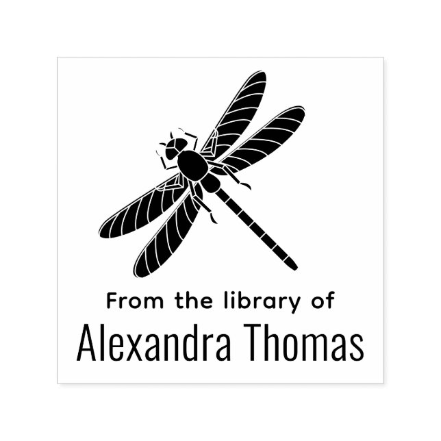 Carimbo Auto Entintado Silhueta de Libélula Bonita #2 Nome do Livro da Bi (Design)