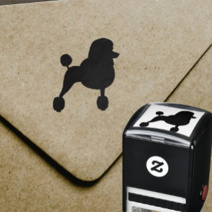 Carimbo Auto Entintado Silhueta de Poodle Padrão do rico