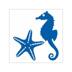 Carimbo Auto Entintado Silhueta dos peixes do cavalo marinho & da estrela