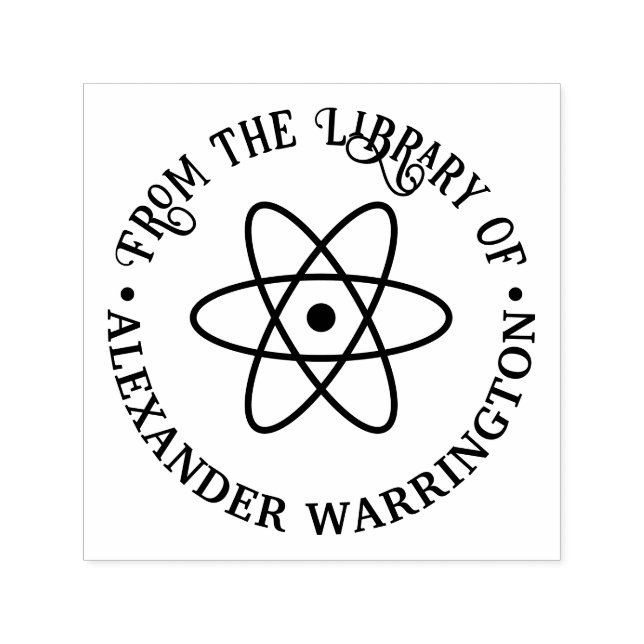 Carimbo Auto Entintado Símbolo Atom nº 1 "Da biblioteca de" Nome do Livro (Design)