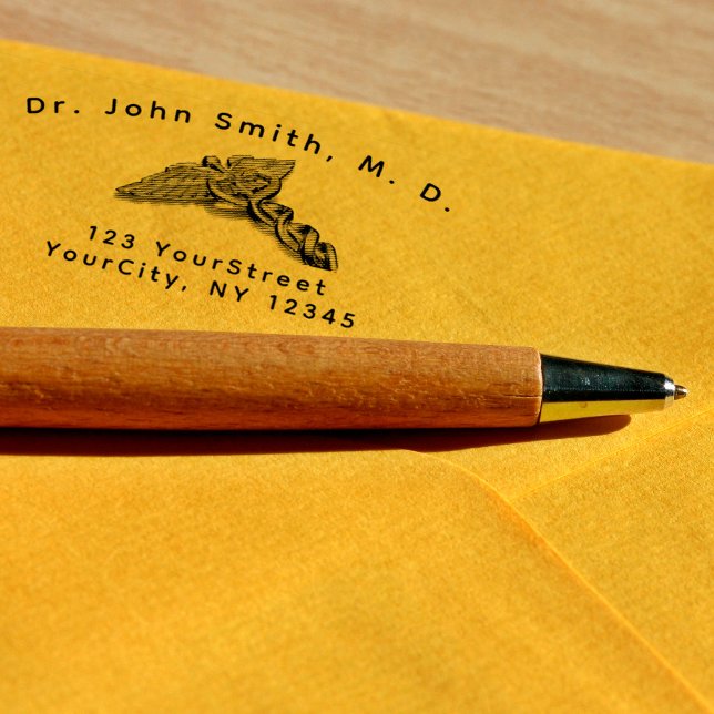 Carimbo Auto Entintado Símbolo de Cadubo Médico Profissional Texto Curvo (Criador carregado)