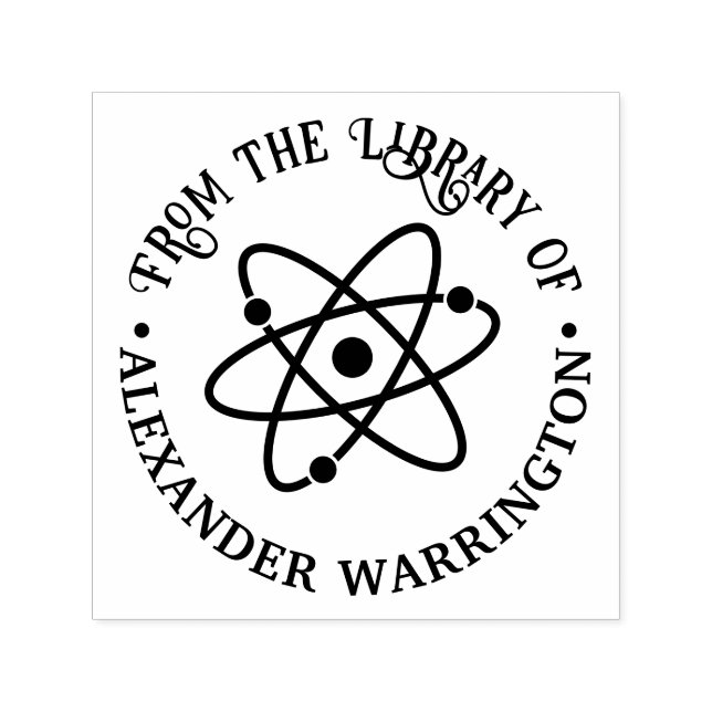 Carimbo Auto Entintado Símbolo do átomo #2 “Da biblioteca de” Nome do Liv (Design)