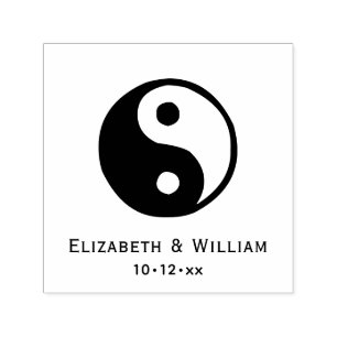 Carimbo Auto Entintado Símbolo Elegante Yin Yang Nomes de Casamento Data