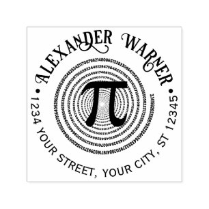 Carimbo Auto Entintado Símbolo Pi Math Espiral Grego Nome Endereço