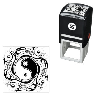 Carimbo Auto Entintado Símbolo Yin & Yang Preto e Branco Estilo Tatuagem