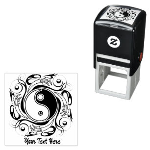 Carimbo Auto Entintado Símbolo Yin & Yang Preto e Branco Estilo Tatuagem