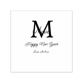 Carimbo Auto Entintado simple minimal happy new year monogram gray name 