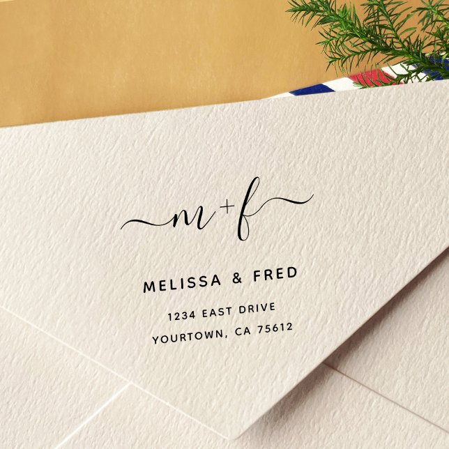 Carimbo Auto Entintado Simples caligrafia Retorno de Endereço Autocolante (Criador carregado)