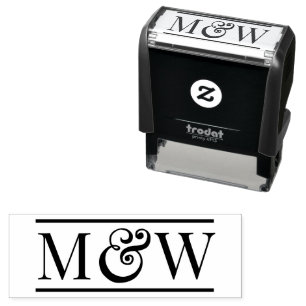 Carimbo Auto Entintado Simples Elegante Noiva Casamento 2 Init Monograma