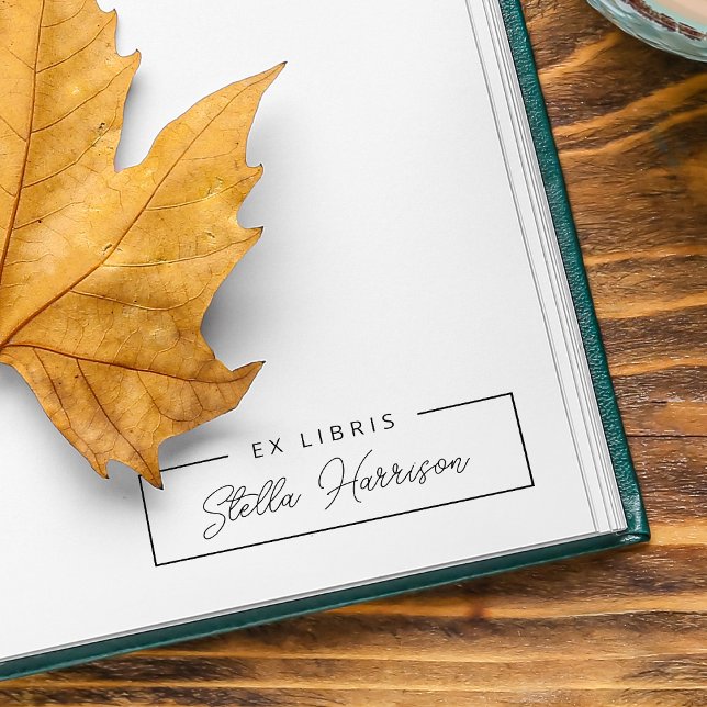 Carimbo Auto Entintado Simples EX LIBRIS Letra manuscrita Nome (Simple EX LIBRIS Handwritten Script Name Self-inking Stamp)