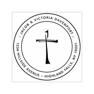 Carimbo Auto Entintado Simples Mão Desenhada Endereço de Regresso Cristão