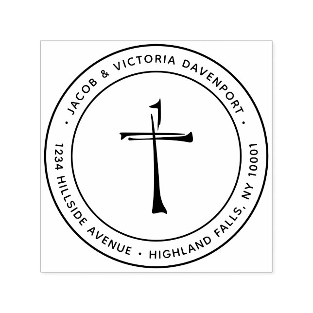 Carimbo Auto Entintado Simples Mão Desenhada Endereço de Regresso Cristão (Design)