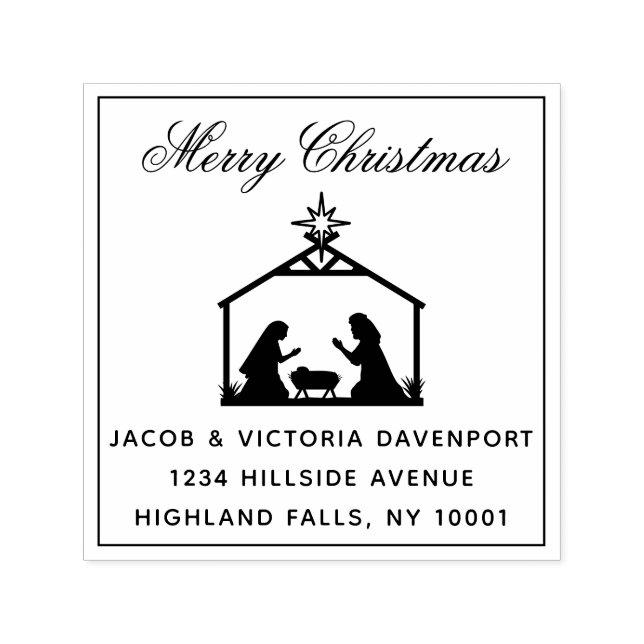 Carimbo Auto Entintado Simples Natividade Religiosa Endereço de Regresso  (Design)