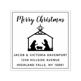 Carimbo Auto Entintado Simples Natividade Religiosa Endereço de Regresso