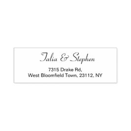 Carimbo Auto Entintado Simples preto branco elegante retornar casamento