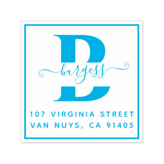 Carimbo Auto Entintado Simples Quadrado Monográfico Manuscrito