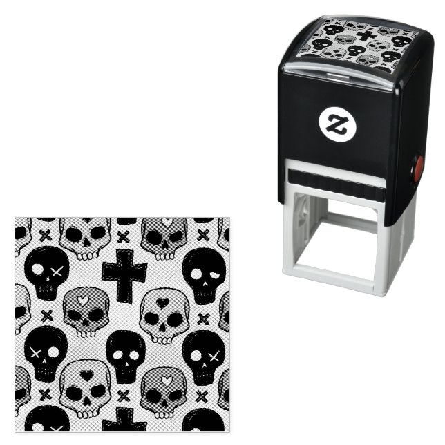 Carimbo Auto Entintado Skull Pattern Self Inking Rubber Stamp (In Situ)