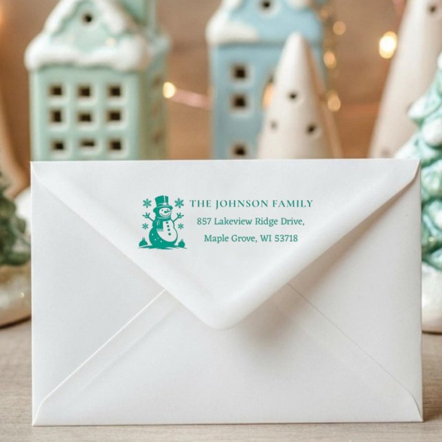 Carimbo Auto Entintado [Snowman Stamp] Custom Christmas Winter Address  ([Snowman Stamp] Custom Christmas Winter Address Self-inking Stamp)