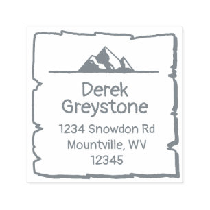 Carimbo Auto Entintado Snowy Mountain Country Lodge Rustic Wood Block