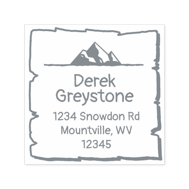 Carimbo Auto Entintado Snowy Mountain Country Lodge Rustic Wood Block (Design)