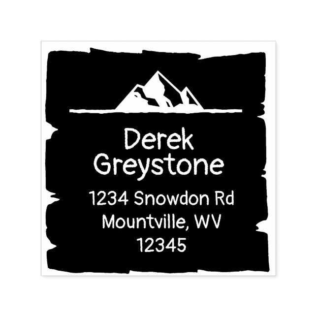 Carimbo Auto Entintado Snowy Mountain Country Lodge Rustic Wood Block (Design)