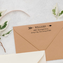 Carimbo Auto Entintado Sobrenome de Seta Elegante e Endereço