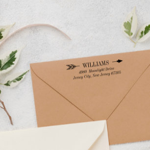 Carimbo Auto Entintado Sobrenome e Endereço de Seta Elegante