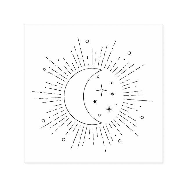 Carimbo Auto Entintado Sol e Lua (Design)