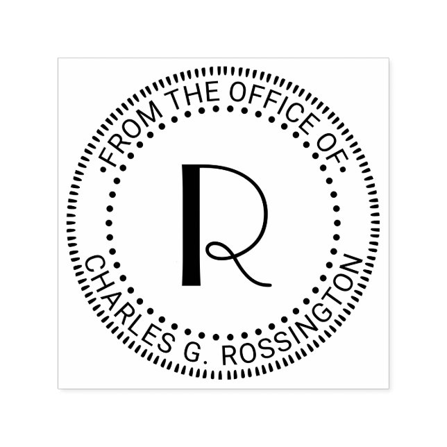 Carimbo Auto Entintado Solteiro - Letra inicial Monograma "Do escritório" (Design)