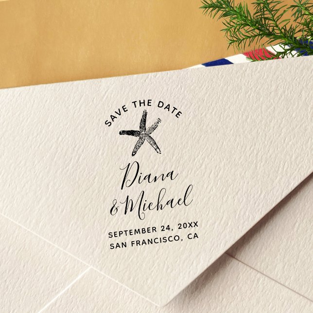 Carimbo Auto Entintado Starfish Náutico SALVAR DATA Caligrafia (Criador carregado)