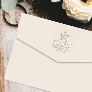 Carimbo Auto Entintado Starfish Style Beach House Endereço de devoluçã