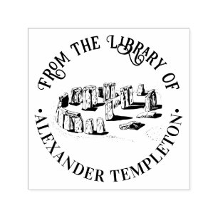 Carimbo Auto Entintado Stonehenge "Da biblioteca da" Book Name Round