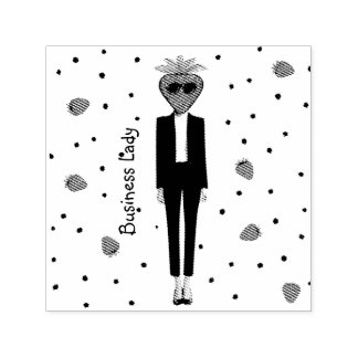 Carimbo Auto Entintado Strawberry in Suit-Ofice Chic Fashion Fruit Illust