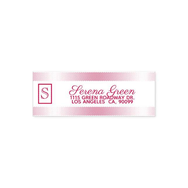 Carimbo Auto Entintado Stripes Vermelhas E Monograma (Design)