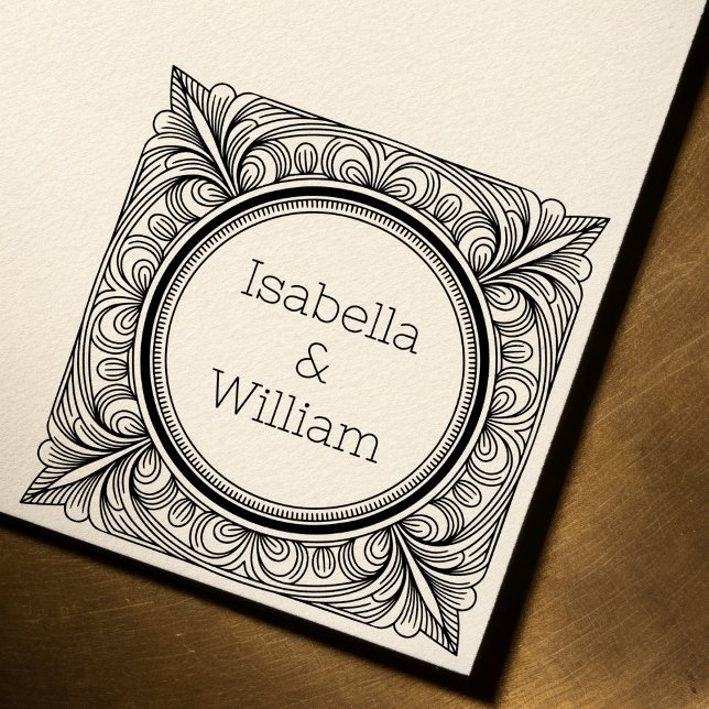 Carimbo Auto Entintado Stylized Scrollwork Couple Self-Inking Stamp (Criador carregado)