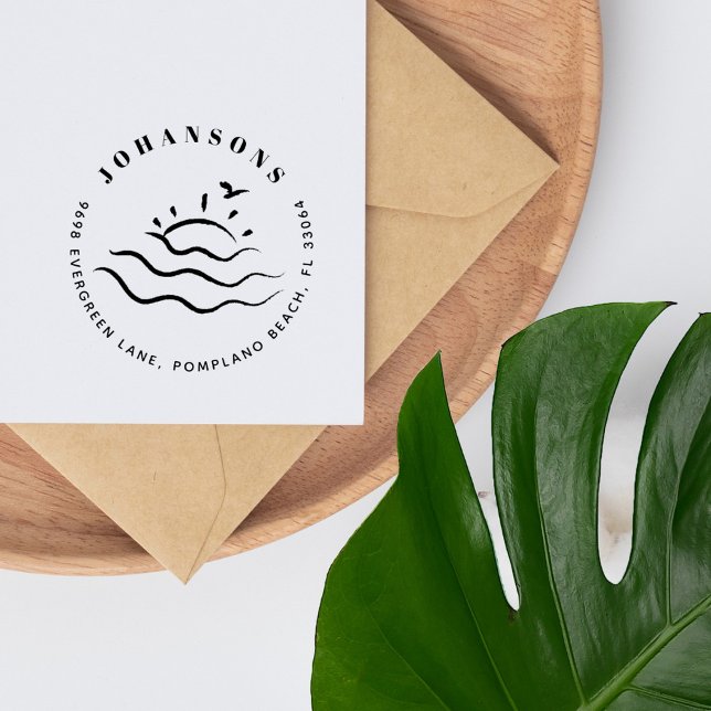 Carimbo Auto Entintado Summer Beach Endereço de devolução de família dese (Criador carregado)