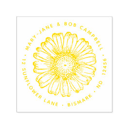 Carimbo Auto Entintado Sunflower Return Address Flor Floral Botânico